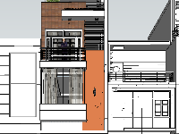 Bản vẻ thiết kế kiến trúc nhà ở mặt phố (sketchup14)